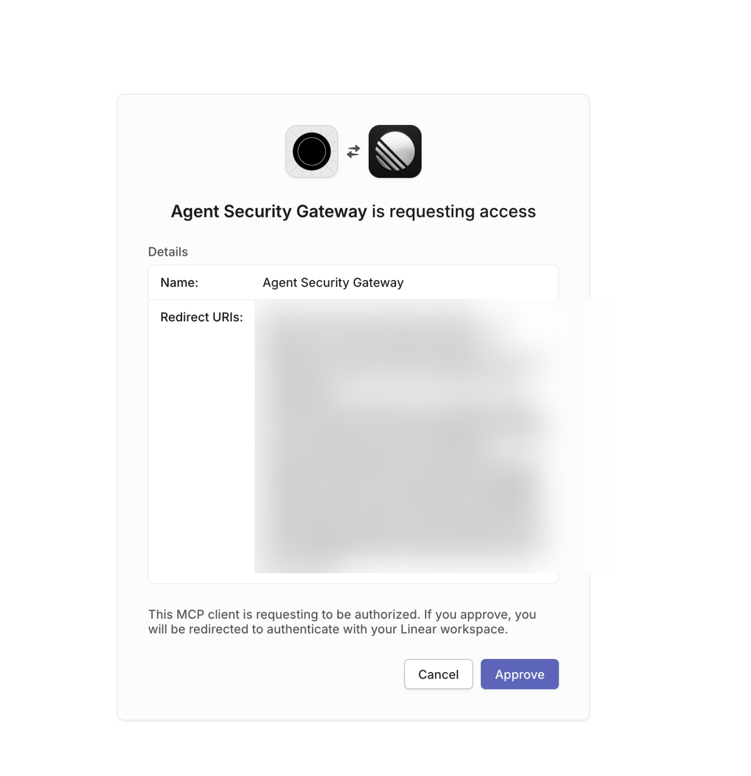 Consent flow — upstream OAuth redirect
